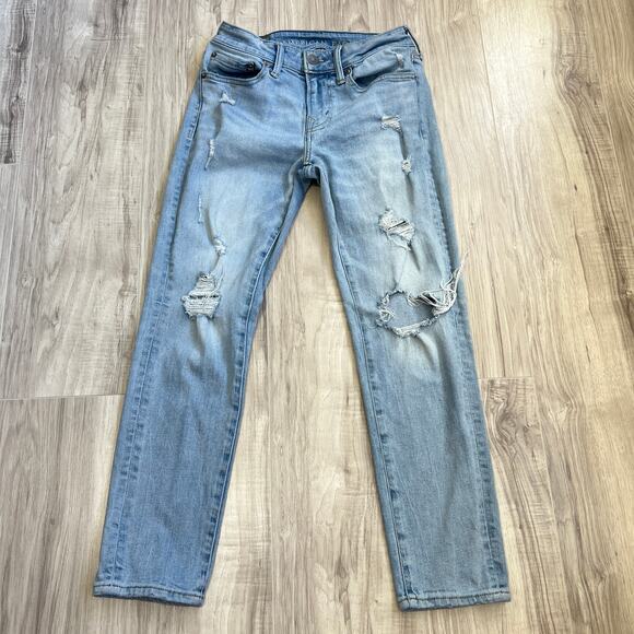 American Eagle Next Level Stretch Skinny Distressed Blue Jeans Size W28 L28 - Picture 1 of 12